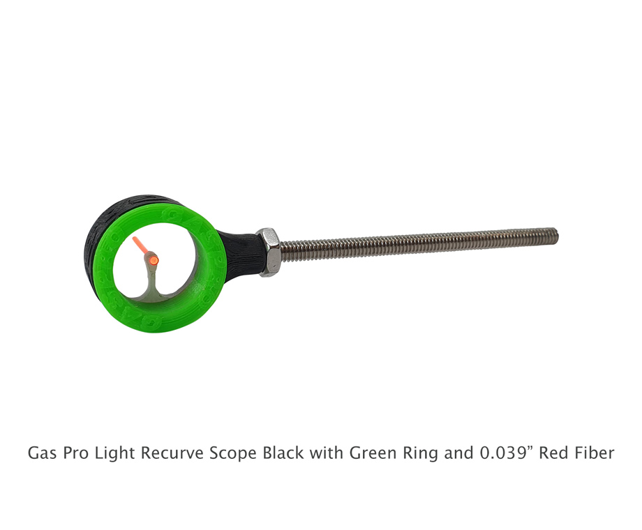 GAS PRO LIGHT RECURVE SCOPE BLACK BODY GREEN RING 0.039" RED FIBER
